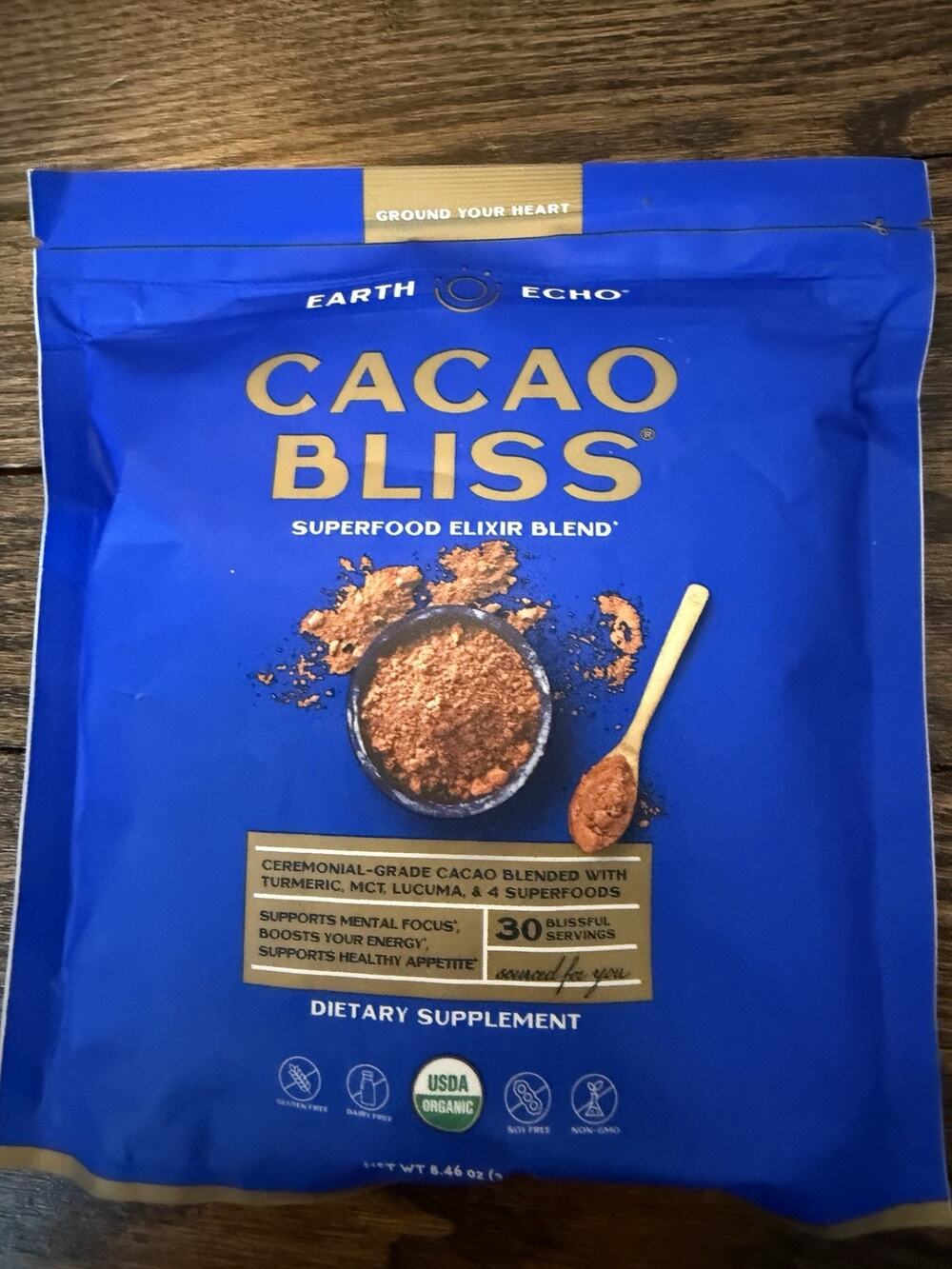 Earth Echo Cacao Bliss Ceremonial Grade Organic Raw Cacao Powder 8.46 Oz $70 NEW